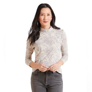 Rails Cream and Gray Long Sleeve Top